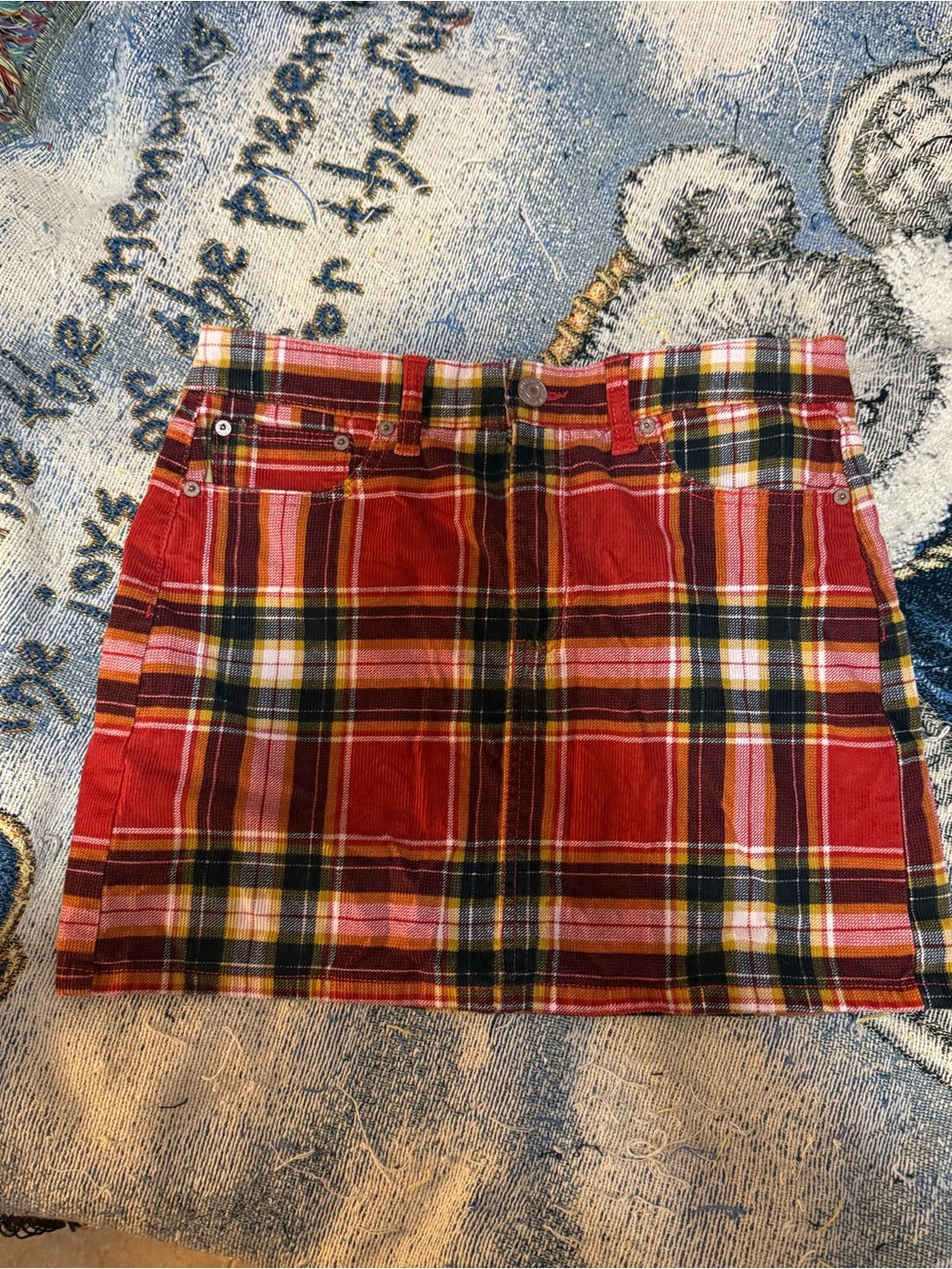 American Eagle Plaid Corduroy Skirt